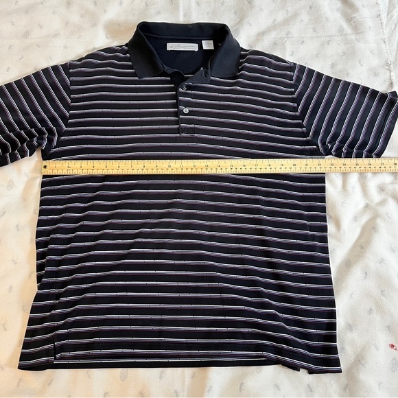 Greg Norman Fine Egyptian Cotton Blend Black w/ Stripes Golf Polo Shirt - Medium - Picture 9 of 12